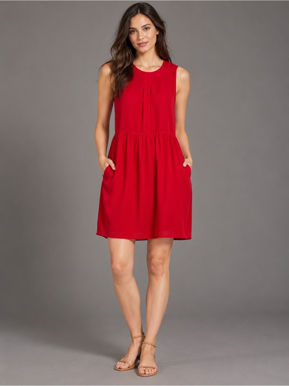 Madewell Red Silk Sleeveless Mini Dress Pockets Lined Size 0 Holiday Party Dress